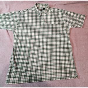 American Outpost Men's Plaid Short Sleeve Polo Shirt Size Medium